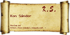 Kon Sándor névjegykártya